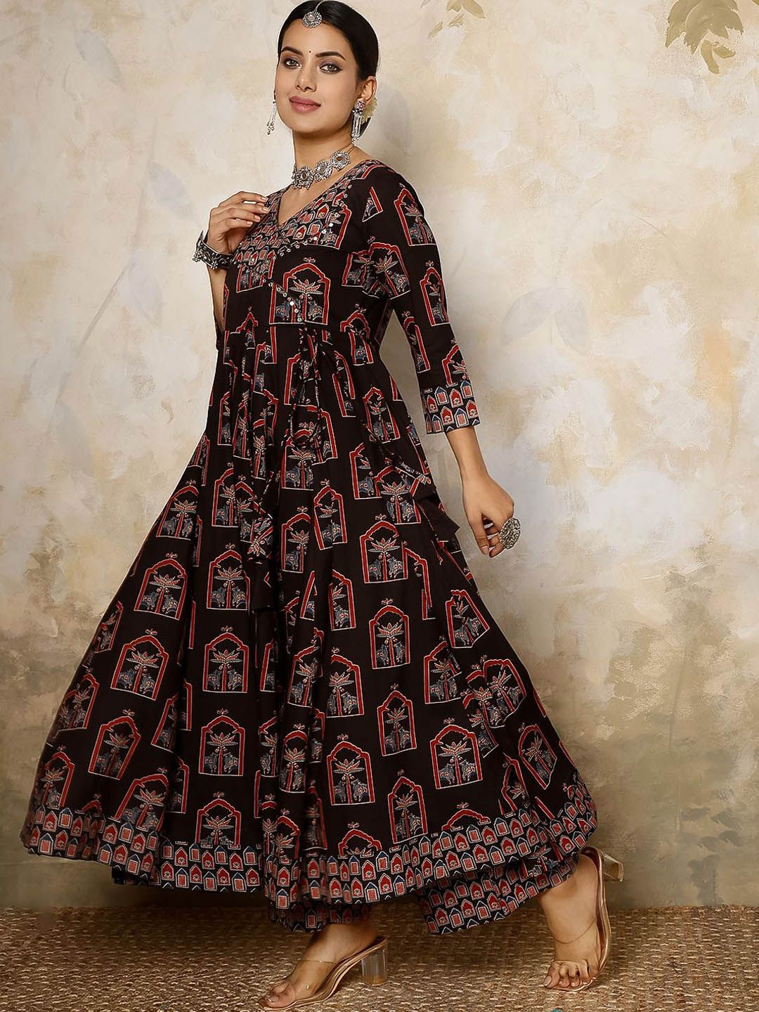 Dhiyona SN Women's Ethnic Motifs Printed Pure Cotton Kurta with Palazzos & With Dupatta