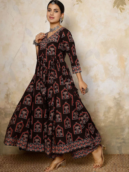 Dhiyona SN Women's Ethnic Motifs Printed Pure Cotton Kurta with Palazzos & With Dupatta