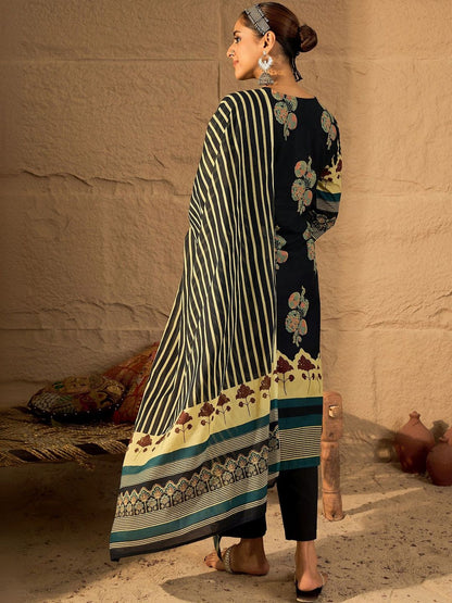 Women Ethnic Motifs Printed Regular Pure Cotton Kurta with Trousers & With Dupatta
