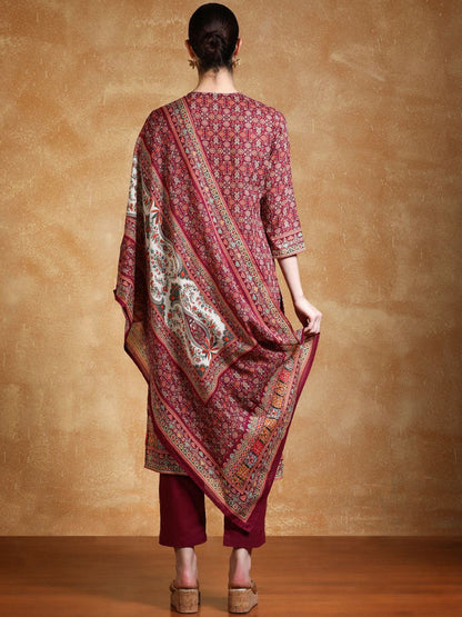 Dhiyona VA Women's Ethnic Motifs Printed Cotton Kurta with Trouser & Dupatta