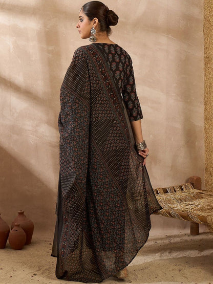 Women Ethnic Motifs Printed Cotton Kurta with Trousers & Dupatta
