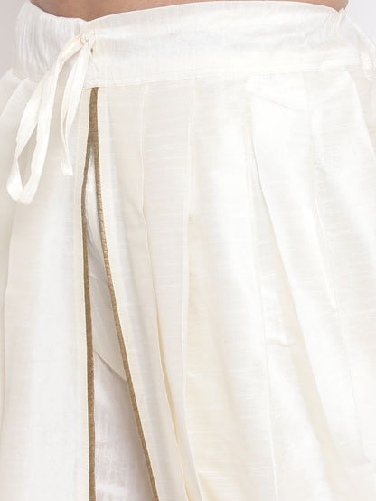 Men's Cream Silk Blend Regular Dhoti