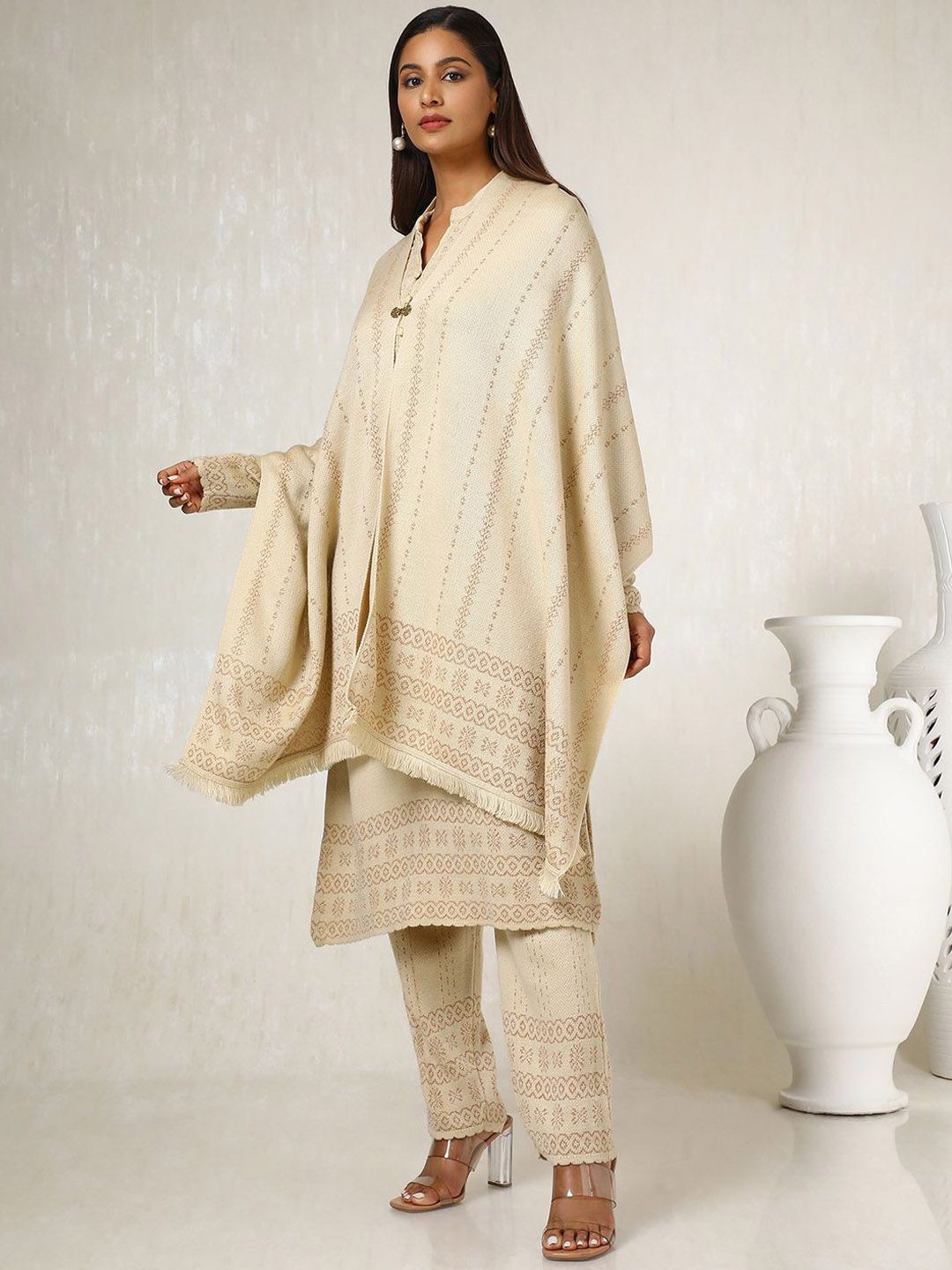 Dhiyona SO Women's Ethnic Motifs Woven Design Beads and Stones Kurta with Trousers & Dupatta