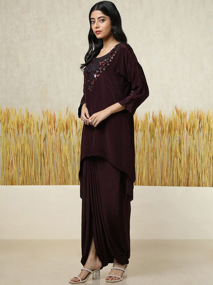 Dhiyona SO Women's Women Regular Beads and Stones Kurta with Dhoti Pants