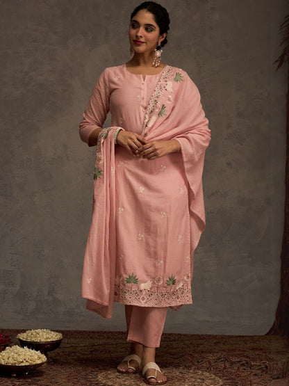 Women Ethnic Motifs Thread Work Pure Cotton Kurta & Salwar With Dupatta
