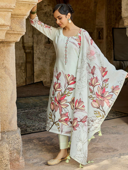Dhiyona WP Women Digitally Printed Cotton Linen Suit Set 4161