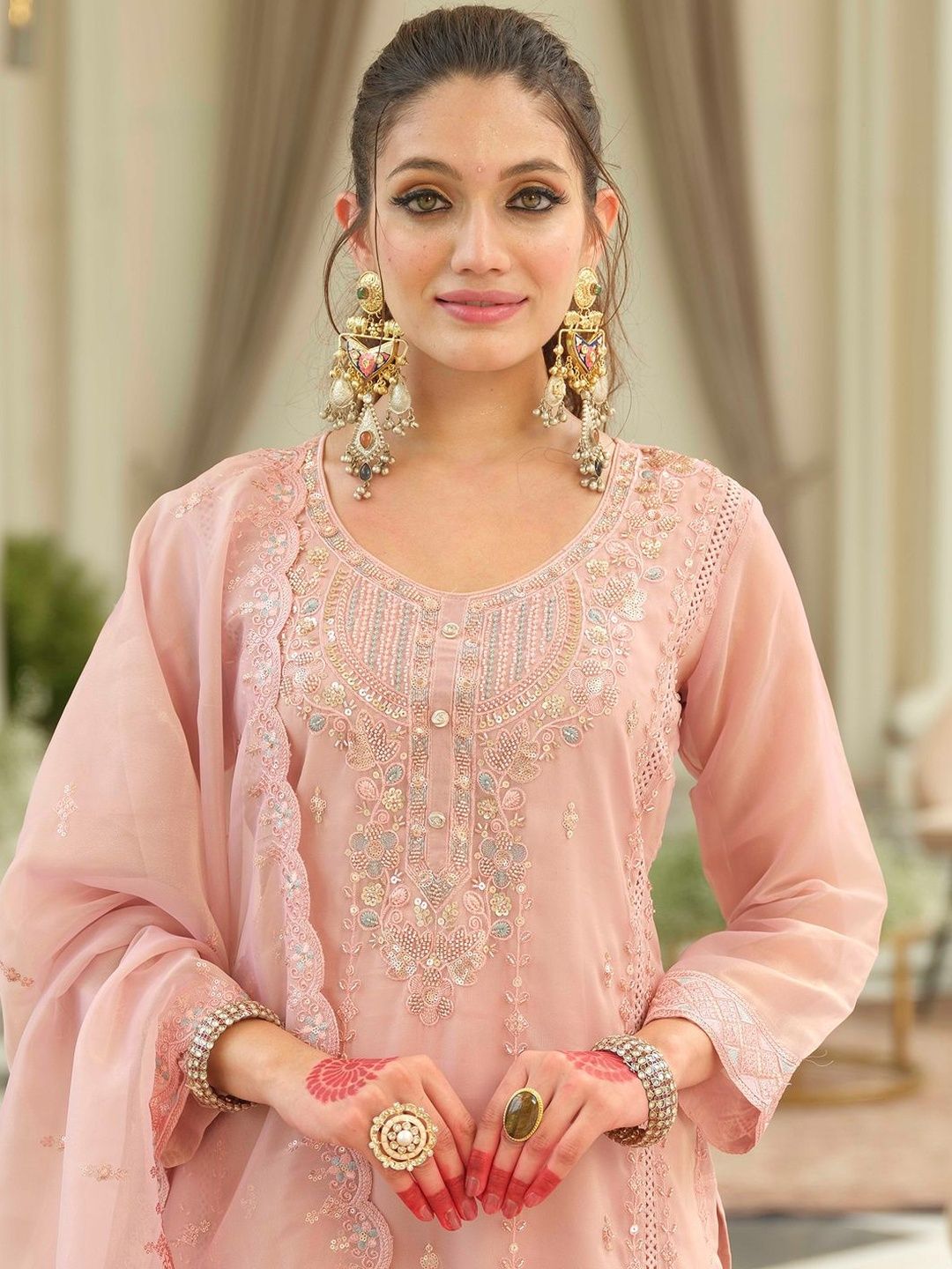 Women Ethnic Motifs Embroidered Kurta with Trousers & Dupatta