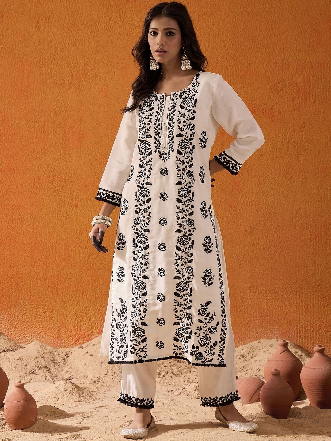 Women Ethnic Motifs Embroidered Kurta with Trousers & Dupatta