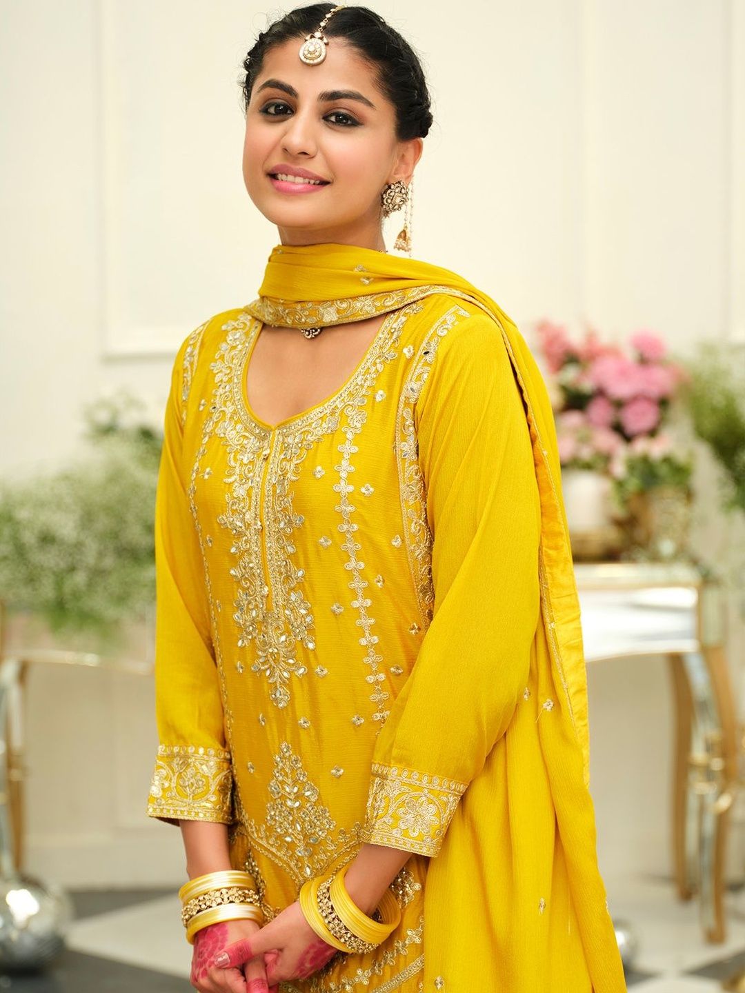 Women Ethnic Motifs Embroidered Kurta with Palazzos & Dupatta