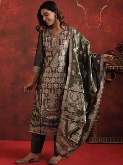 Women Ethnic Motifs Regular Kurta with Trousers & With Dupatta