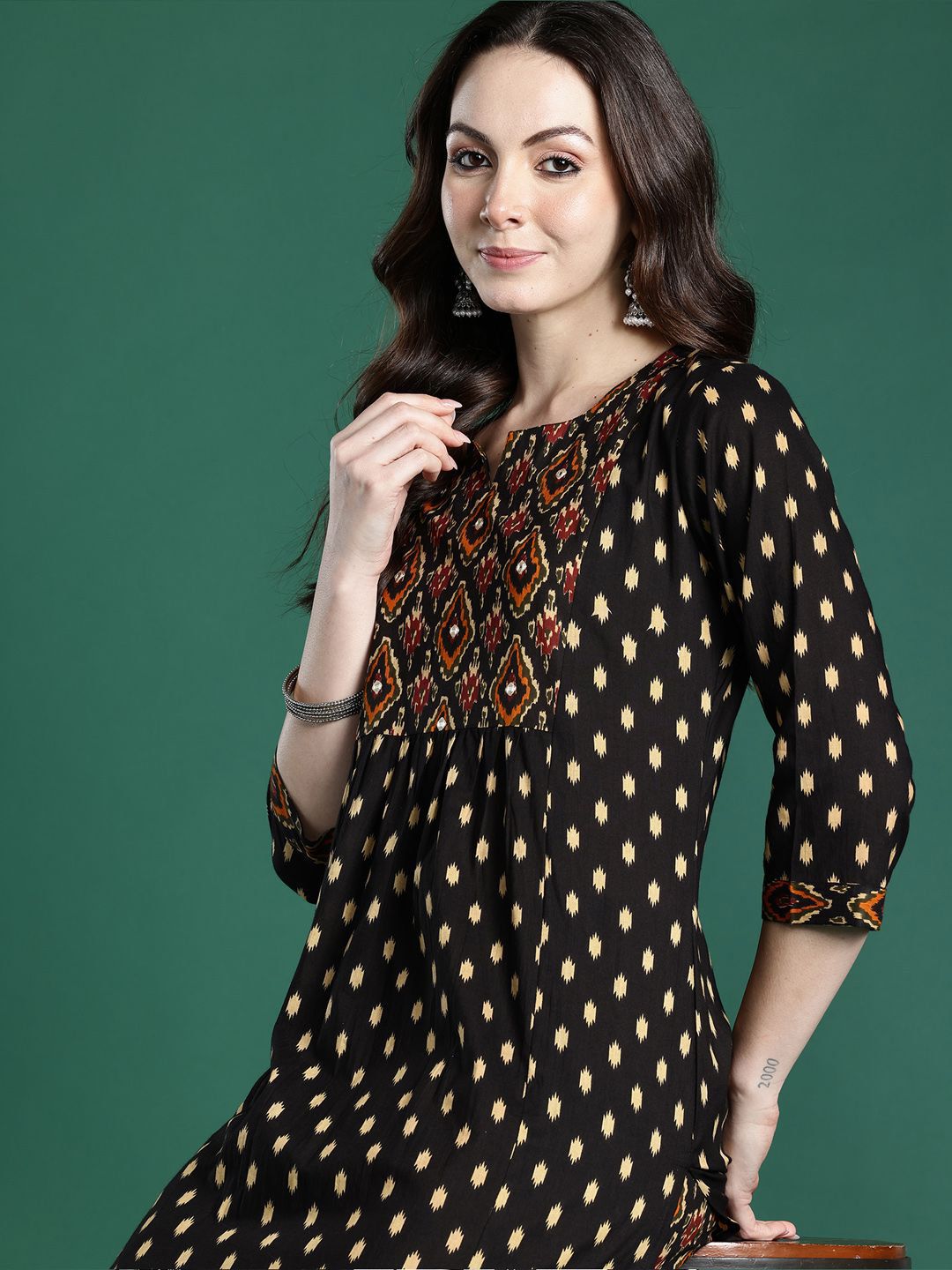 Dhiyona IE Printed Straight Tunic & Trousers Co-Ord Set