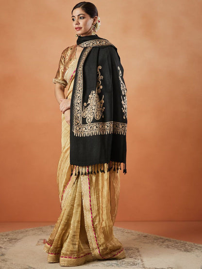 Dhiyona PA Ethnic Motifs Embroidered Shawl