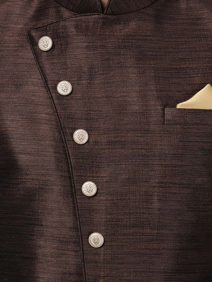 Men's Brown Silk Blend Straight Sherwani Set