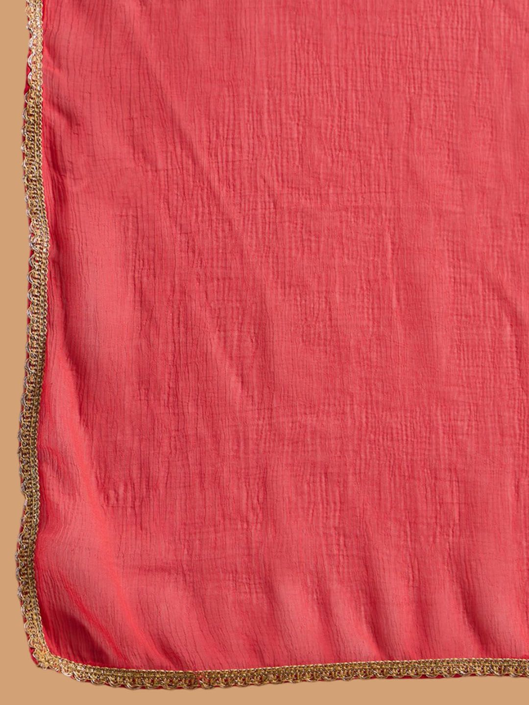 Dhiyona IE Floral Yoke Design Straight Sequinned Kurta with Trousers & Dupatta