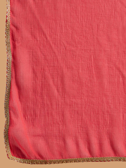 Dhiyona IE Floral Yoke Design Straight Sequinned Kurta with Trousers & Dupatta