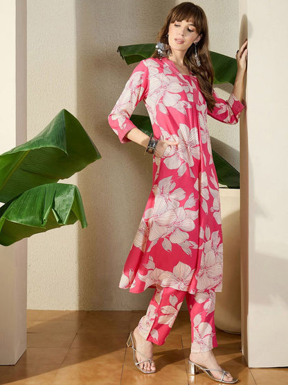 Dhiyona IE Printed V-Neck Top With Trousers