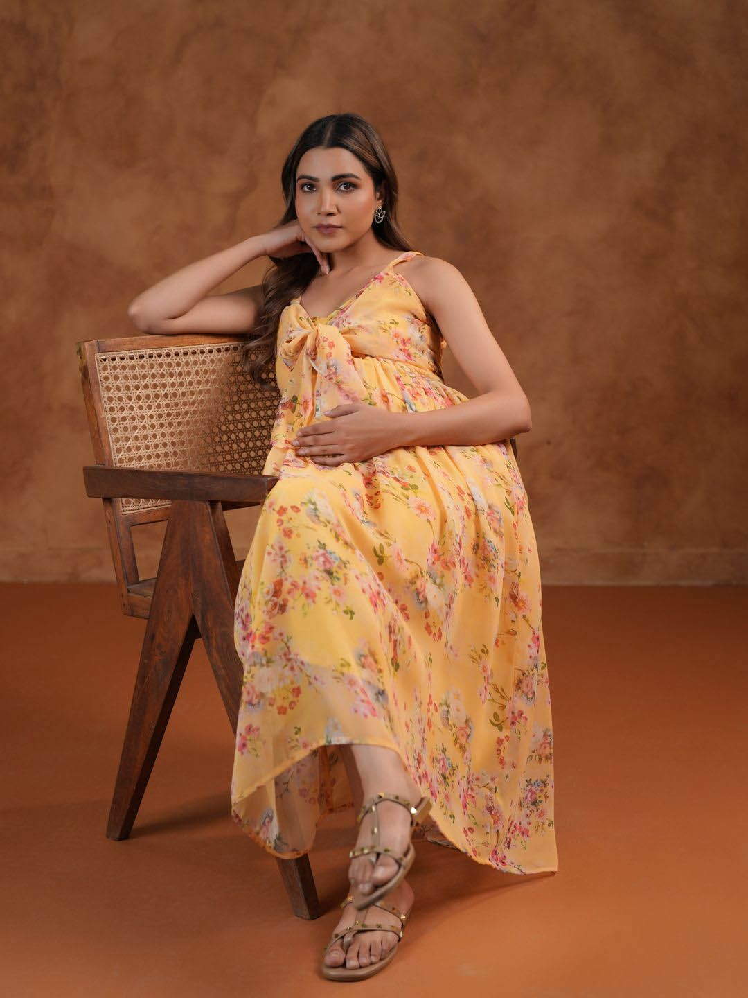 Dhiyona AY Women's Floral Printed Fit & Flared Maternity Ethnic Dresses
