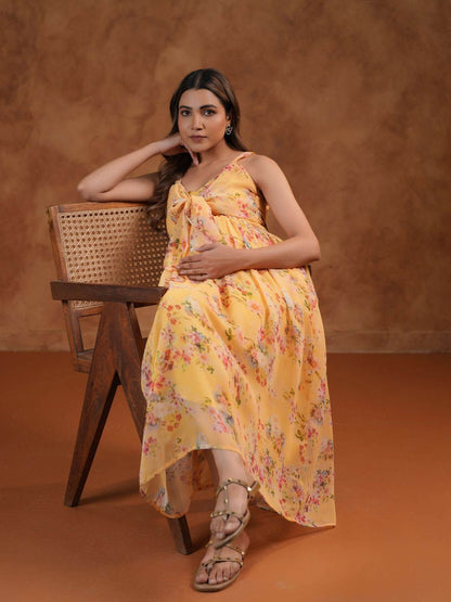 Dhiyona AY Women's Floral Printed Fit & Flared Maternity Ethnic Dresses