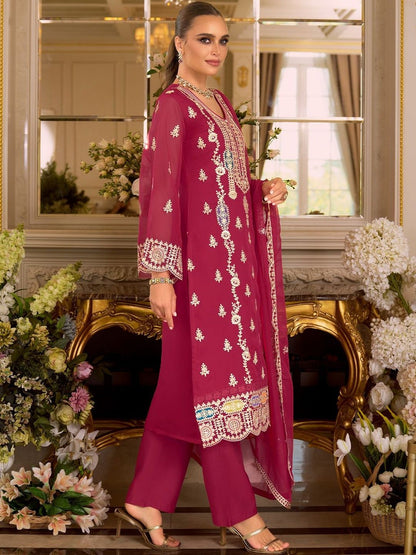 Women Ethnic Motifs Embroidered Kurta with Trousers & Dupatta