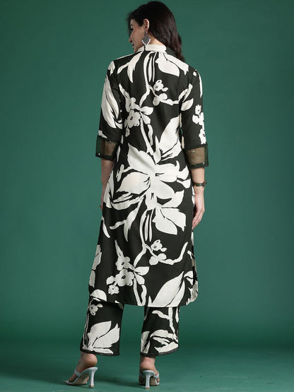 Dhiyona IE Floral Printed Three-Quarter Sleeves Tunic With Trouser