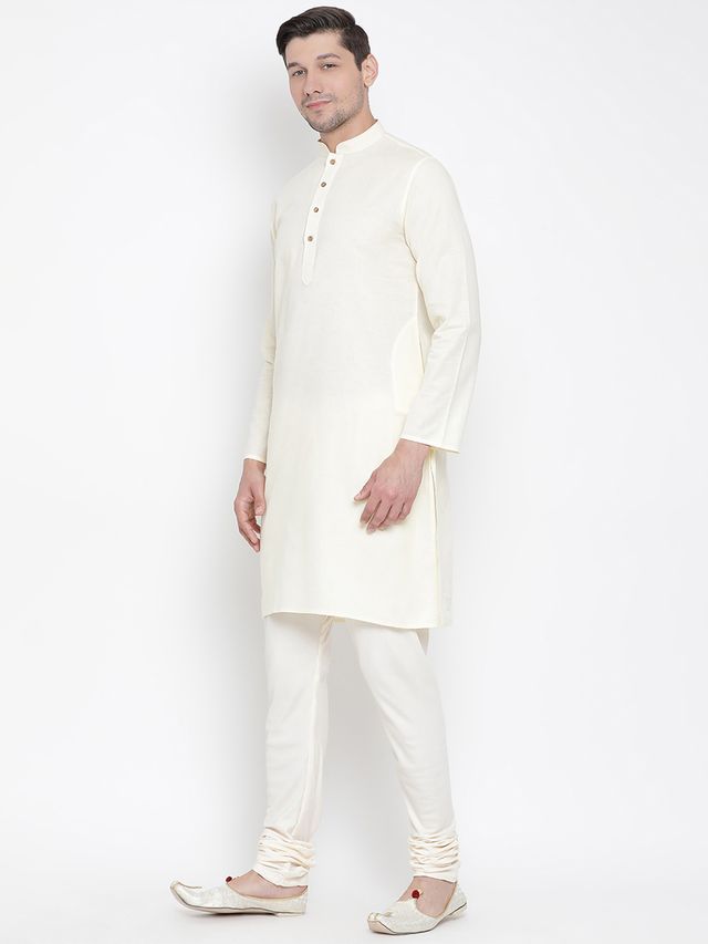 Men's Beige Cotton Linen Straight Kurta Pyjama Set