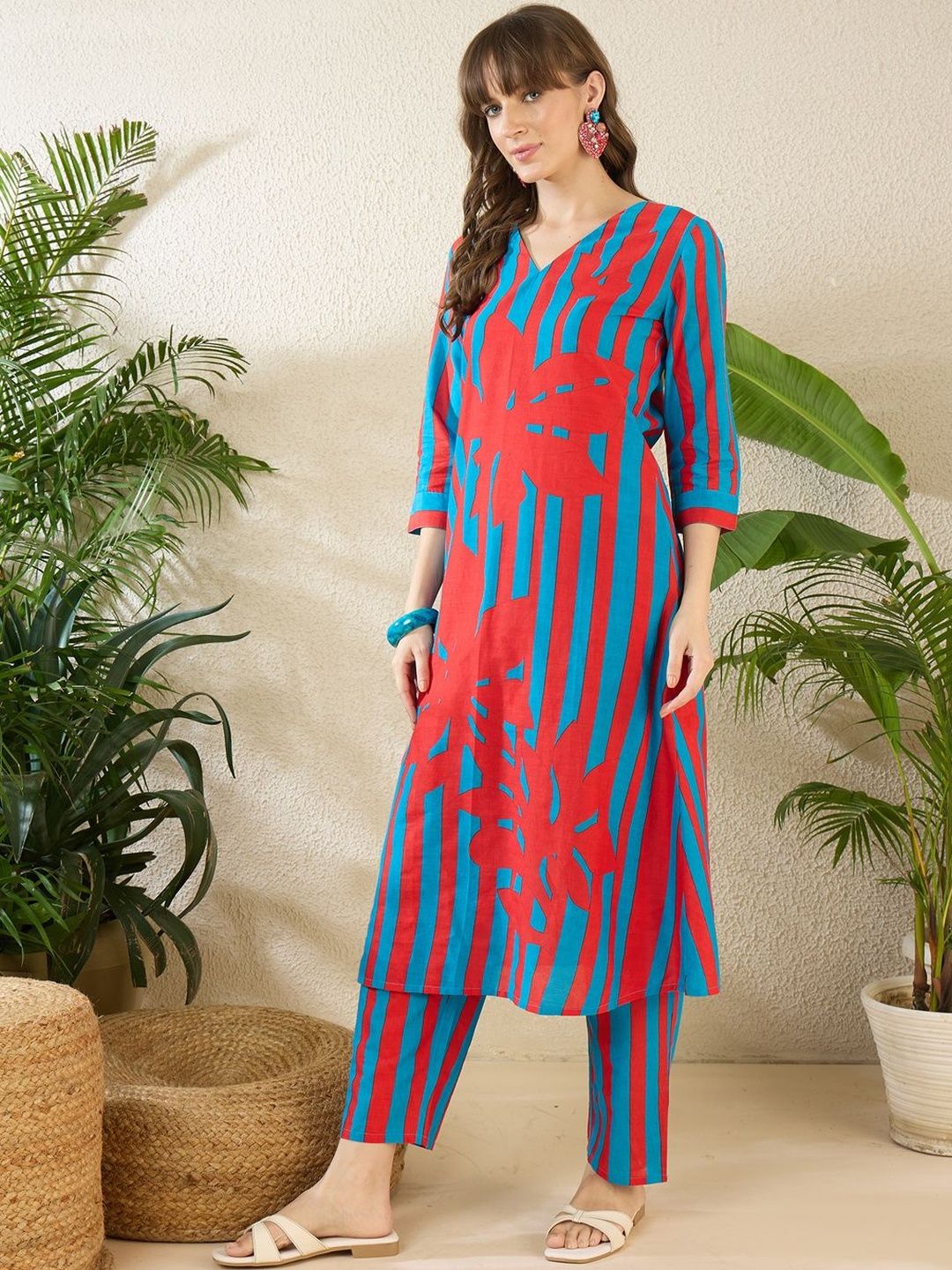 Women Printed Regular Pure Cotton Kurta with Trousers