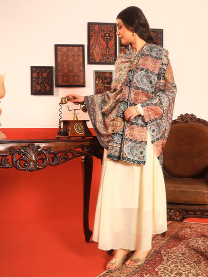 Dhiyona PA Guldasta Fine Wool Kalamkari Paisley Embroidered Shawl