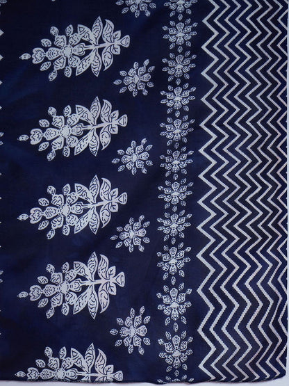 Ethnic Motifs Printed Thread Work Straight Kurta With Trousers & Dupatta