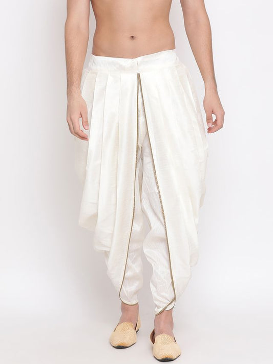 Men's Cream Silk Blend Regular Dhoti