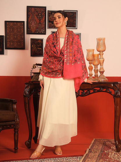 Dhiyona PA Ethnic Motifs Embroidered Woollen Shawl