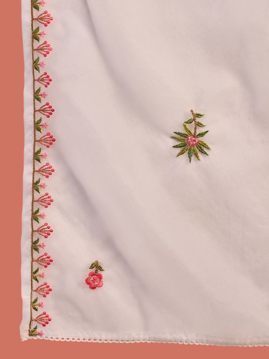 Dhiyona SN Women's Floral Embroidered Thread Work Straight Kurta With Trousers And Dupatta