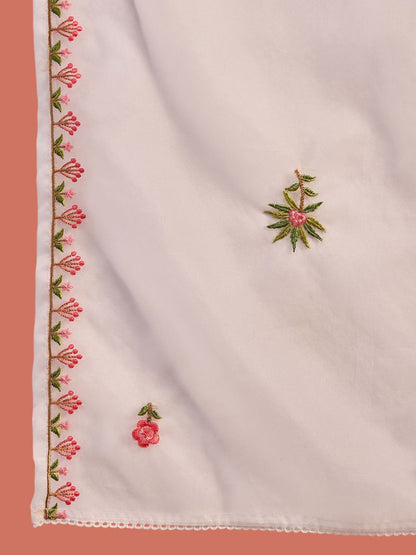 Dhiyona SN Women's Floral Embroidered Thread Work Straight Kurta With Trousers And Dupatta