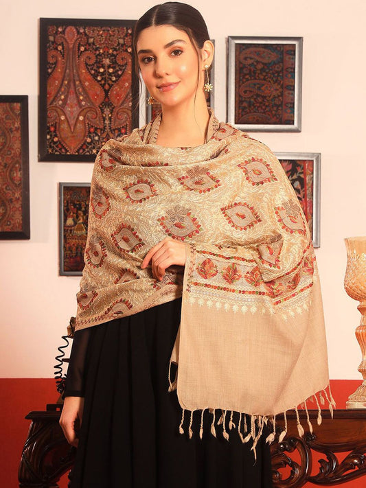 Dhiyona PA Nalki Paisley Embroidered Meherin Wool Shawl
