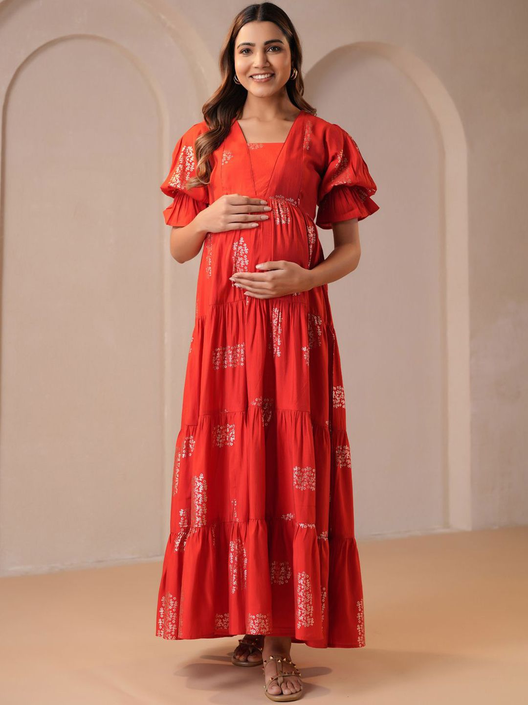 Dhiyona AY Women's Printed Fit & Flared Maternity Ethnic Dress