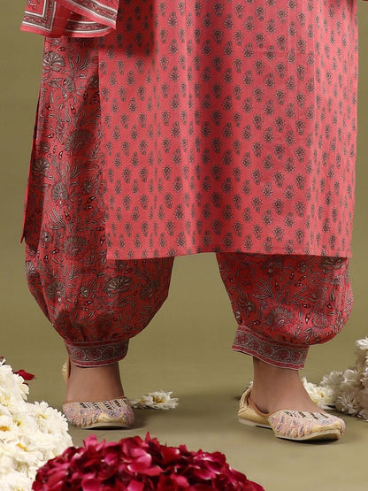 Dhiyona IE Ethnic Motifs Printed Regular Pure Cotton Kurta with Salwar & Dupatta