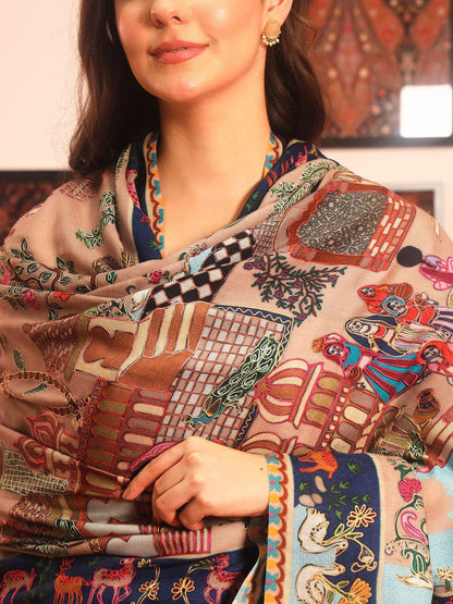 Dhiyona PA Tribal Embroidered Naqqashi Pure Wool Shawl