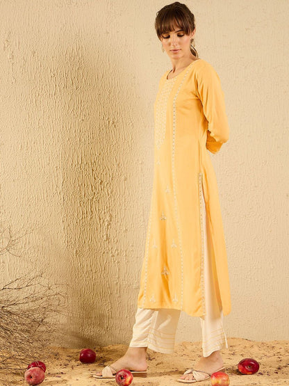 Dhiyona IE Ethnic Motifs Embroidered Straight Kurta