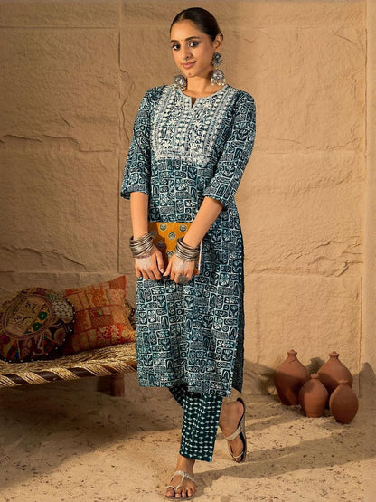 Dhiyona IE Embroidered Pure Cotton Tunic With Trouser