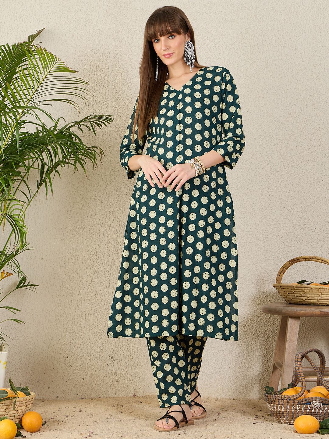 Dhiyona IE Printed Pure Cotton Tunic With Trousers