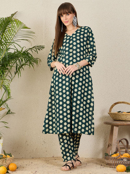 Dhiyona IE Printed Pure Cotton Tunic With Trousers