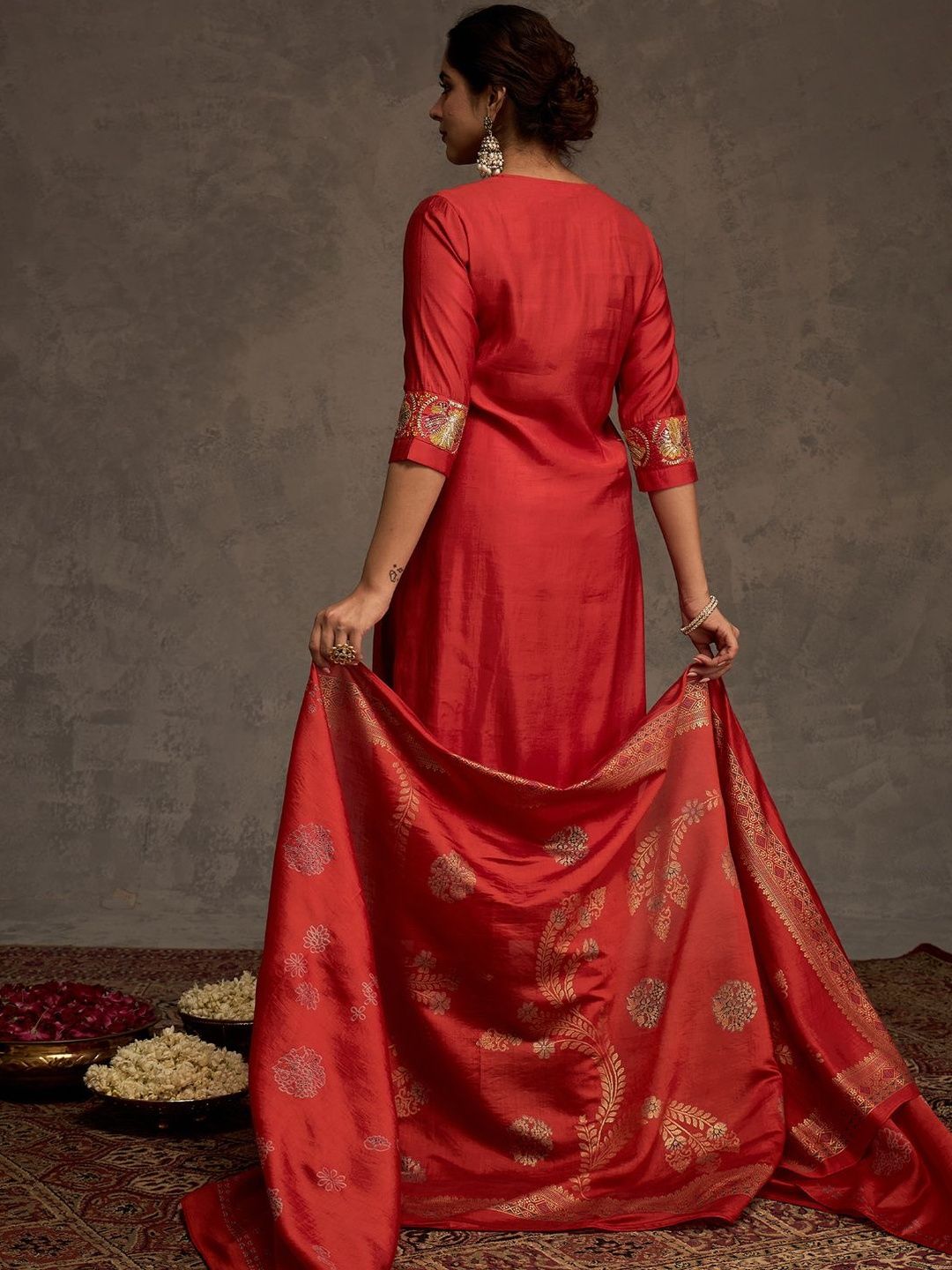 Women Ethnic Motifs Embroidered Kurta with Trousers & Dupatta