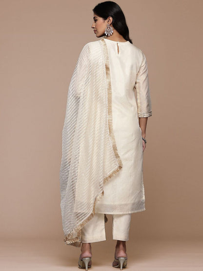 Dhiyona PD Women Women Ethnic Motifs Embroidered Straight Kurta With Trouser & Dupatta