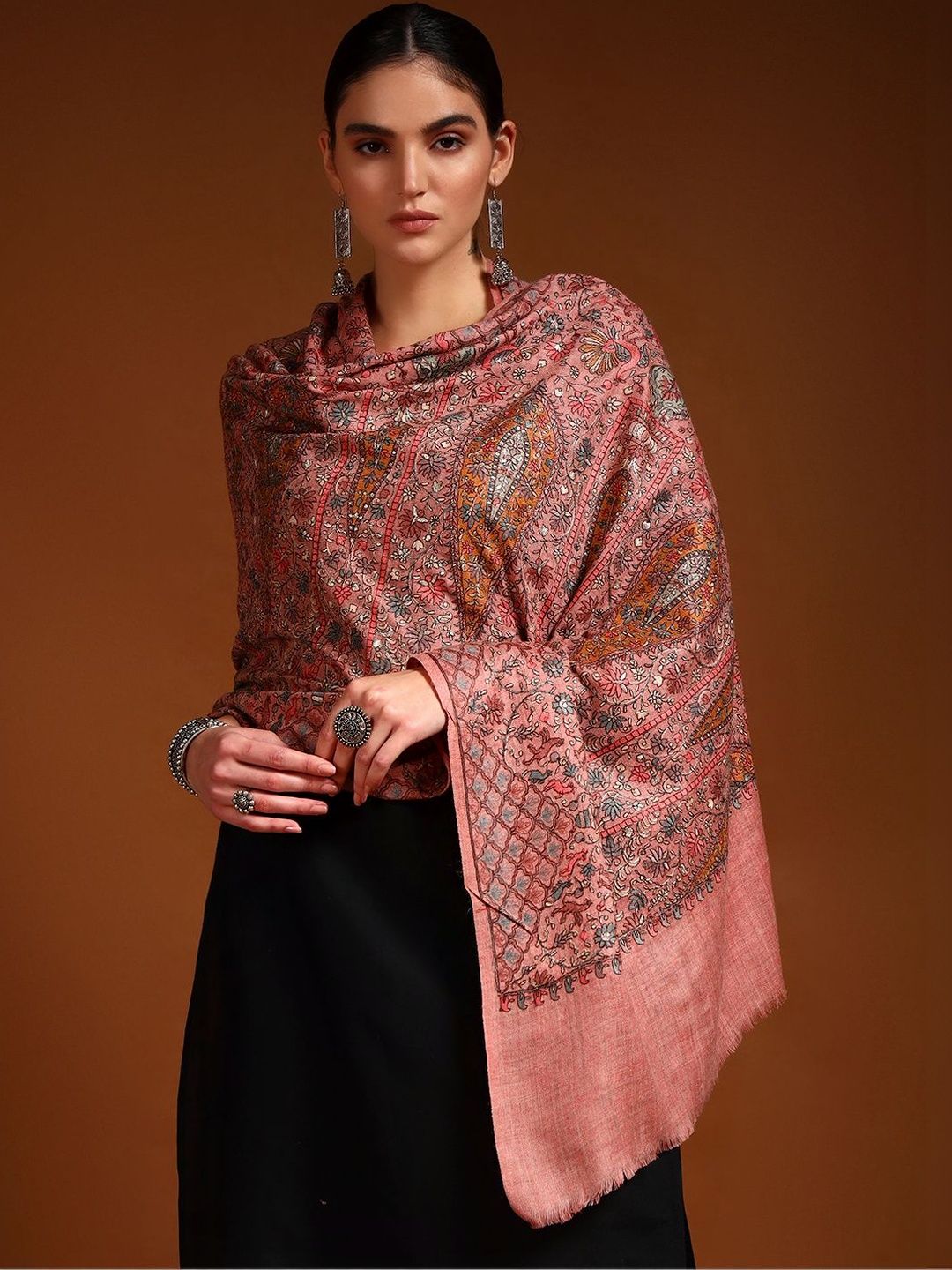 Dhiyona PA Women Ethnic Motifs Embroidered Shawl