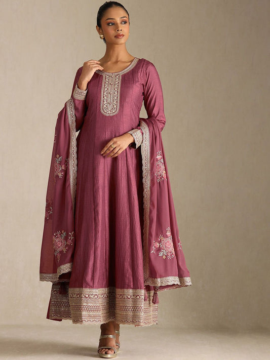 Dhiyona SO Women's Women Yoke Design Angrakha Kurta & Trousers & Dupatta