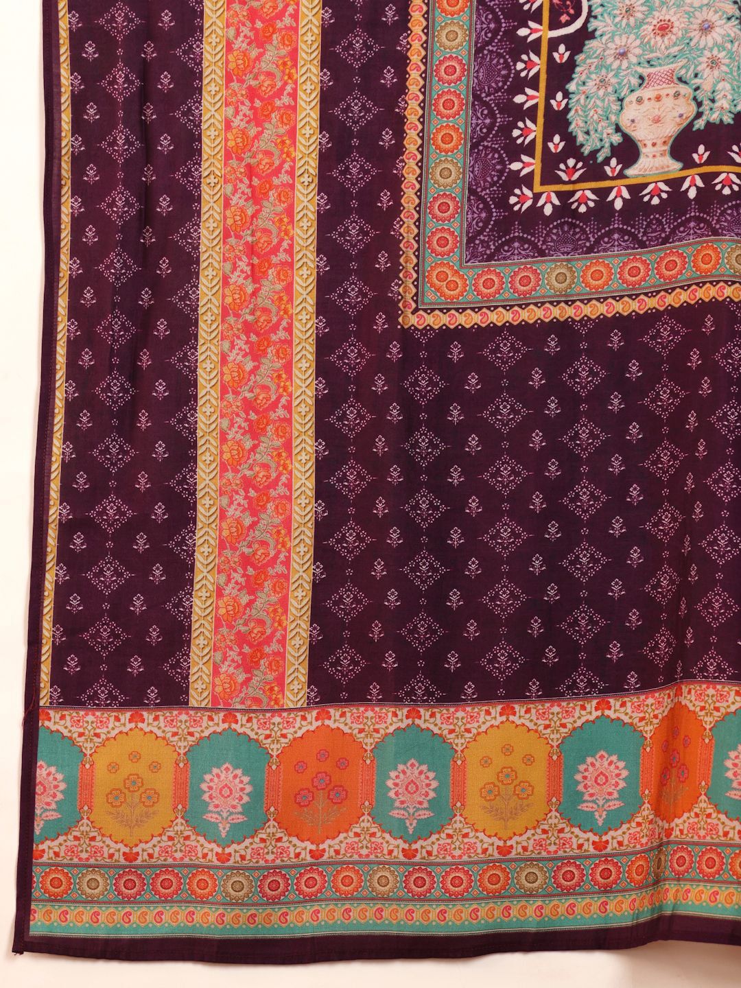 Dhiyona VA Women'sEthnic Motifs Printed Gotta Patti Chanderi Silk Kurta With Trousers & Dupatta