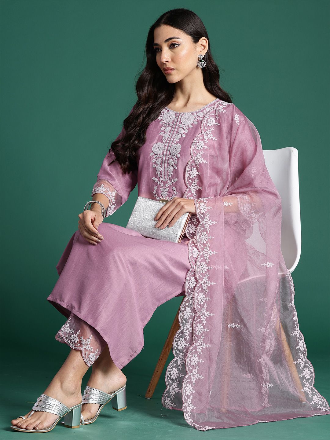 Women Ethnic Motifs Embroidered Kurta with Trousers & Dupatta