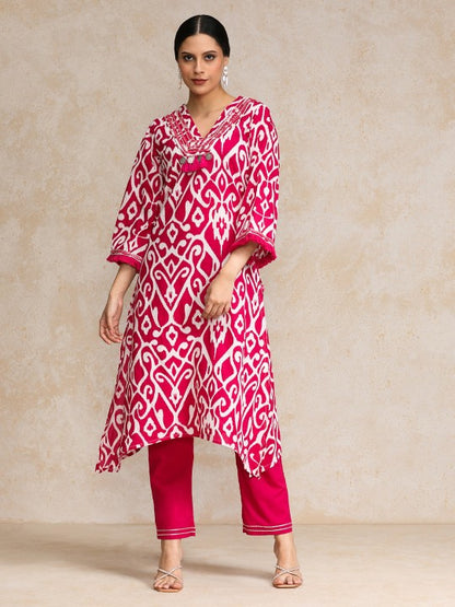 Women's Floral Printed Regular Pure Cotton Kurta with Trousers