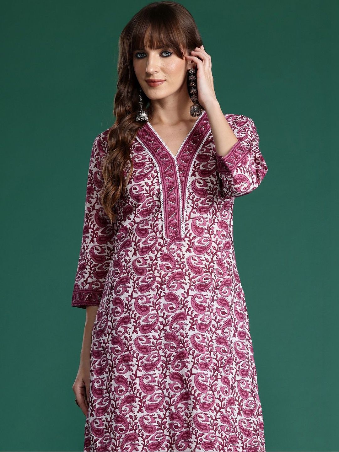 Women Paisley Printed Regular Pure Cotton Kurta with Trousers