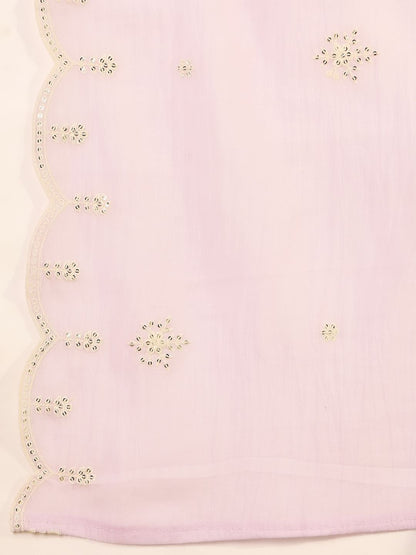 Dhiyona PD Women Floral Embroidered Pure Cotton Straight Kurta With Trousers And Dupatta