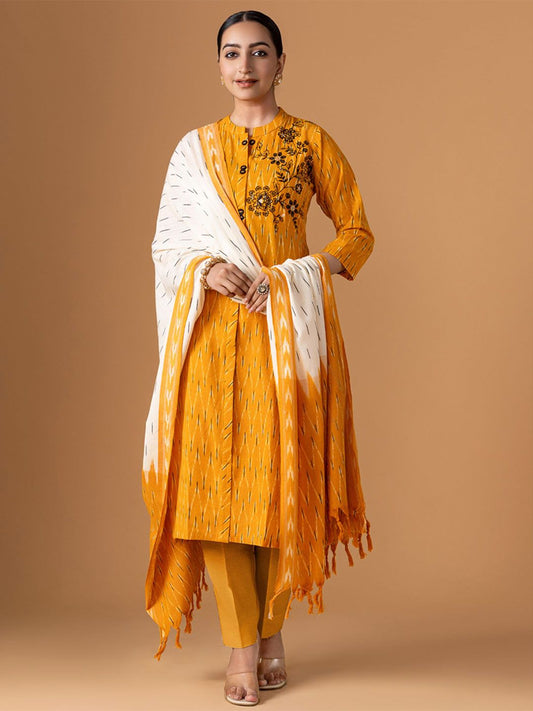 Dhiyona WP Women Floral Embroidered Kurta with Trousers & Dupatta
